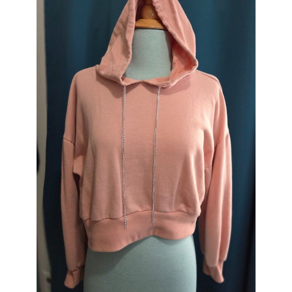 Pink Cropped Chain Hoodie | Edgy Streetwear Essential XL